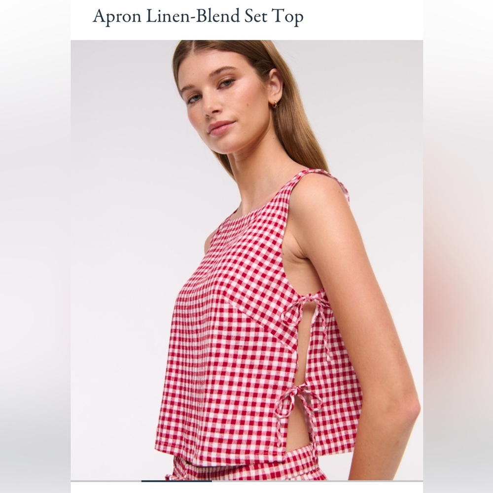 Abercrombie & Fitch Linen-Blend Gingham Apron Top